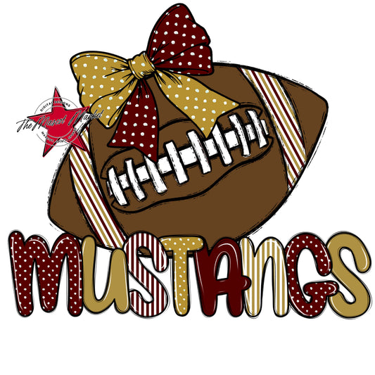 Mustangs Football Spirit Design-Maroon & Gold