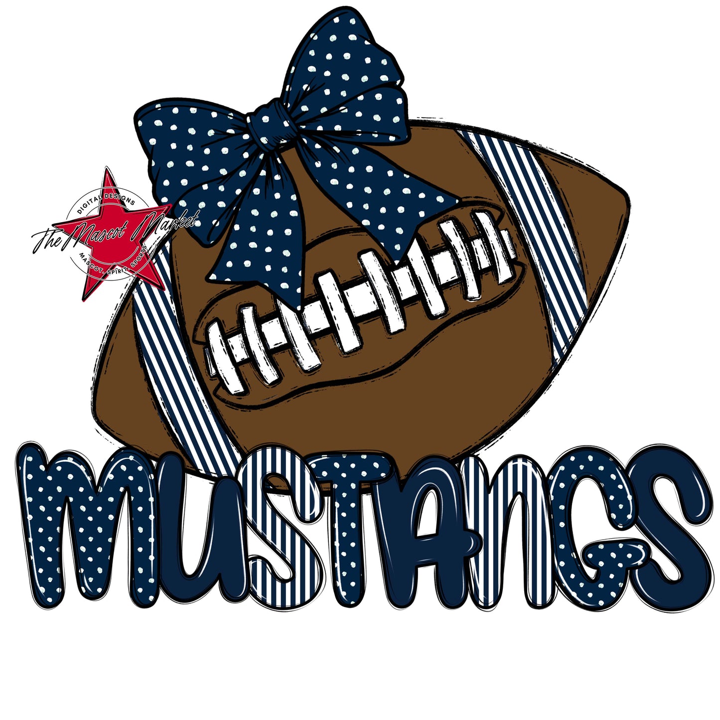 Mustangs Football Spirit Design-Navy