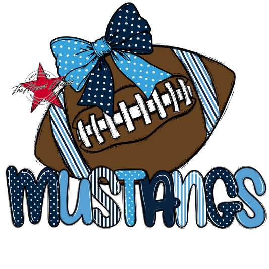 Mustangs Football Spirit Design-Navy & Carolina Blue