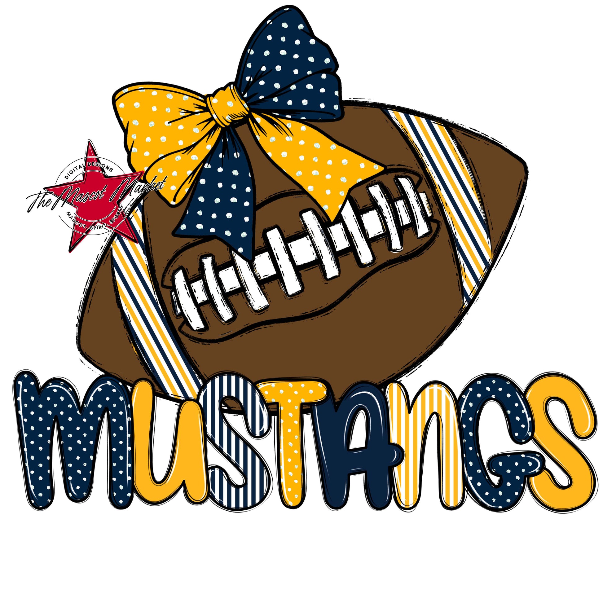 Mustangs Football Spirit Design-Navy & Yellow