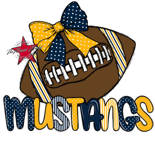 Mustangs Football Spirit Design-Navy & Yellow