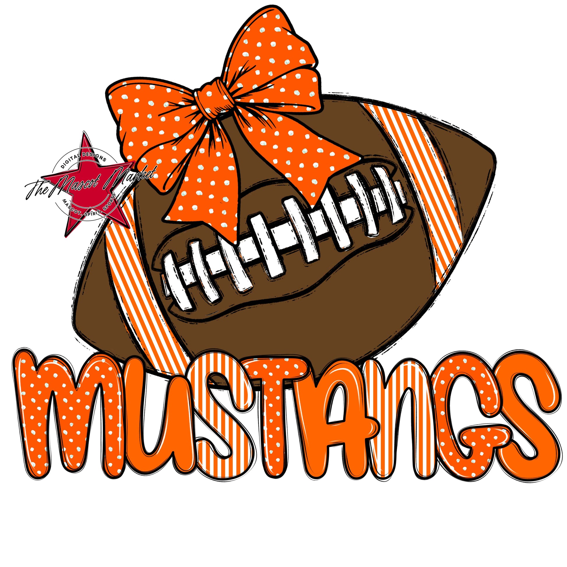 Mustangs Football Spirit Design-Orange