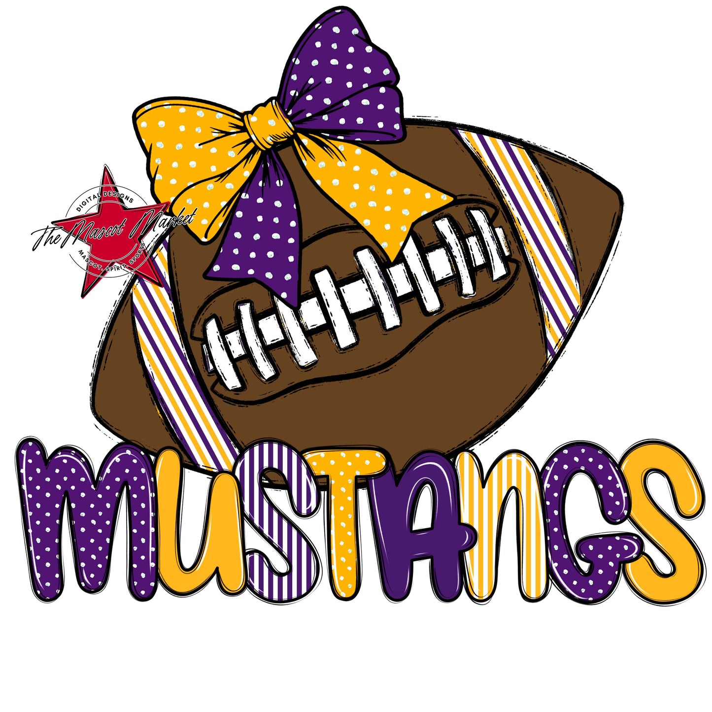 Mustangs Football Spirit Design-Purple & Yellow