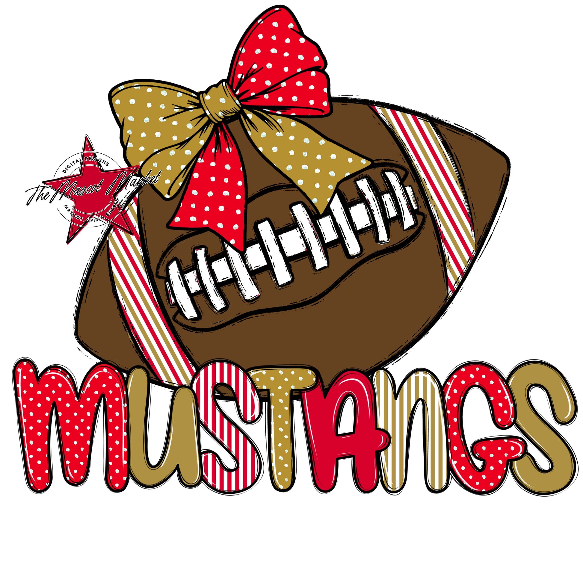 Mustangs Football Spirit Design-Red & Gold