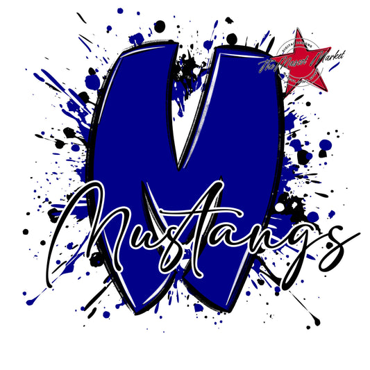 Mustangs Mascot Splatter-Blue