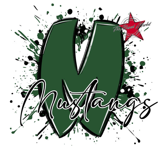 Mustangs Mascot Splatter-Green