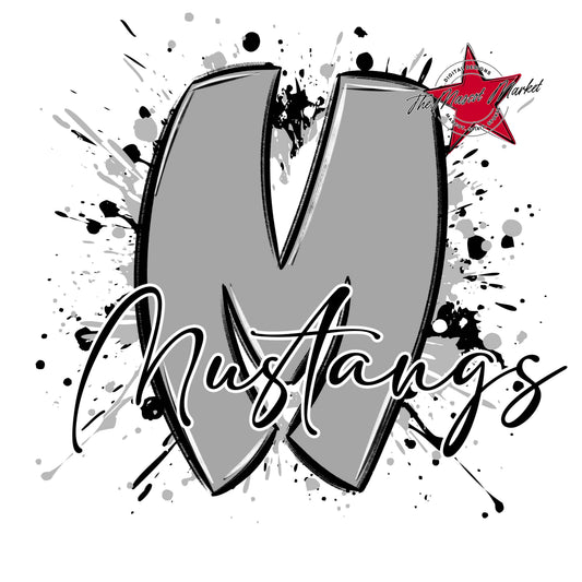 Mustangs Mascot Splatter-Grey