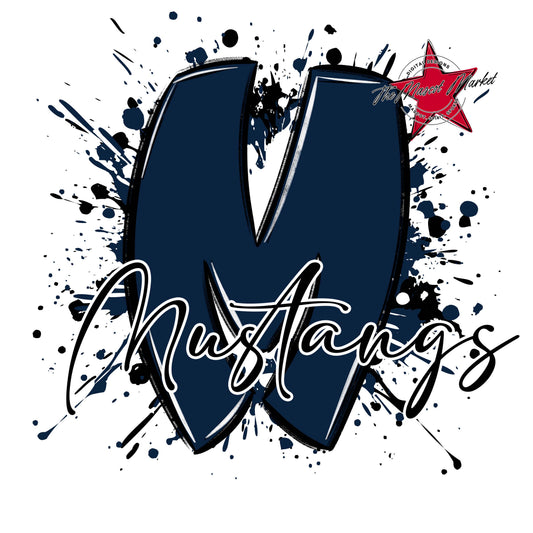 Mustangs Mascot Splatter-Navy