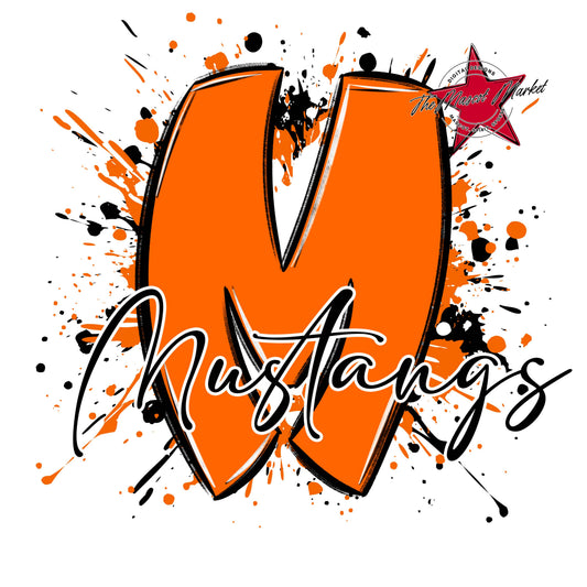 Mustangs Mascot Splatter-Orange