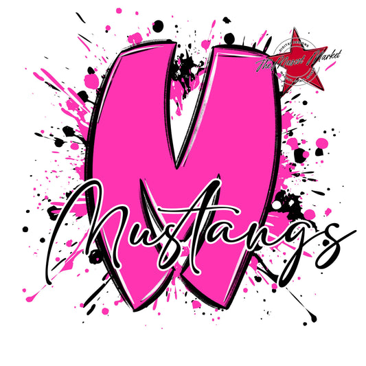 Mustangs Mascot Splatter-Pink