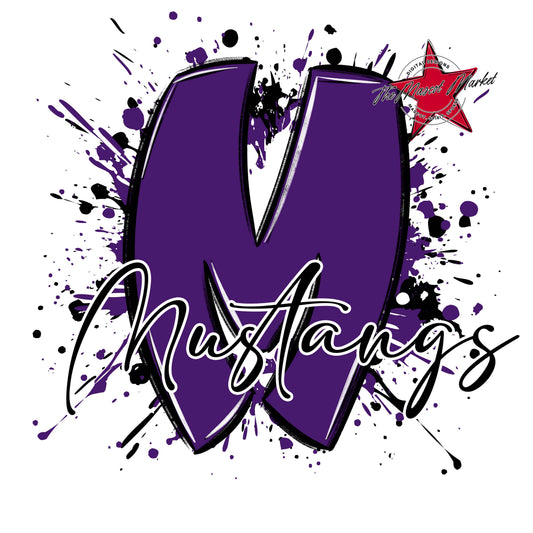 Mustangs Mascot Splatter-Purple