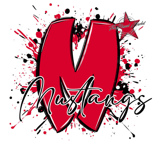 Mustangs Mascot Splatter-Red