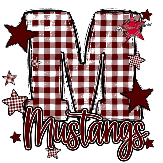 Mustangs Plaid Star Design-Maroon