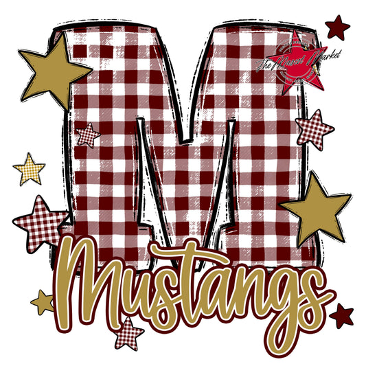 Mustangs Plaid Star Design-Maroon & Gold