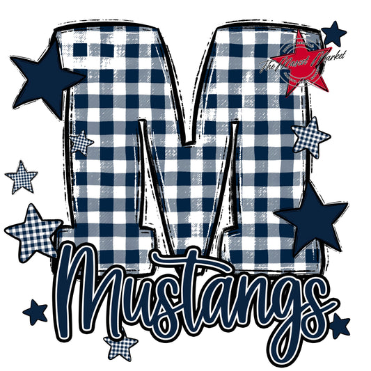 Mustangs Plaid Star Design-Navy