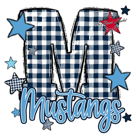 Mustangs Plaid Star Design-Navy & Carolina Blue