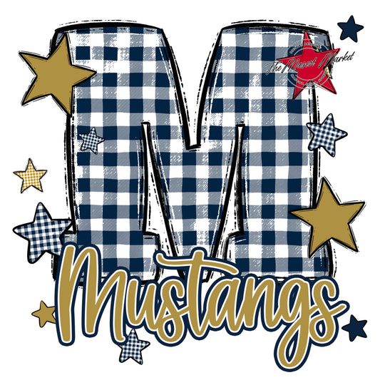 Mustangs Plaid Star Design-Navy & Gold