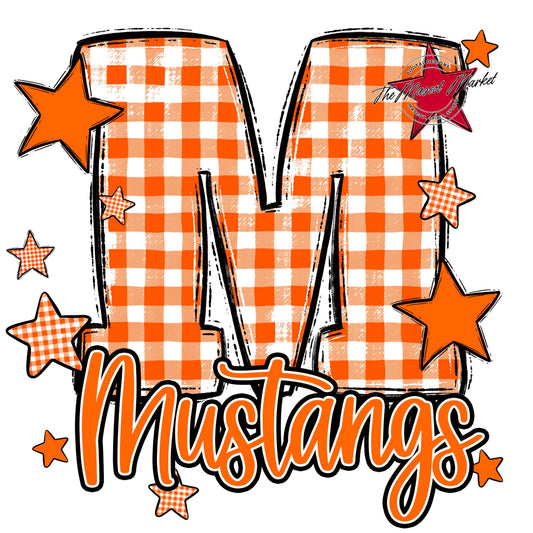 Mustangs Plaid Star Design-Orange