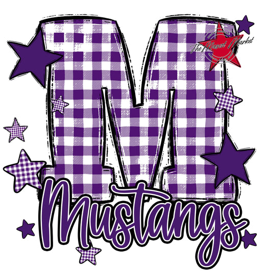 Mustangs Plaid Star Design-Purple