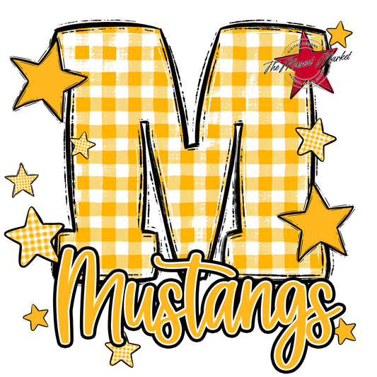 Mustangs Plaid Star Design-Yellow