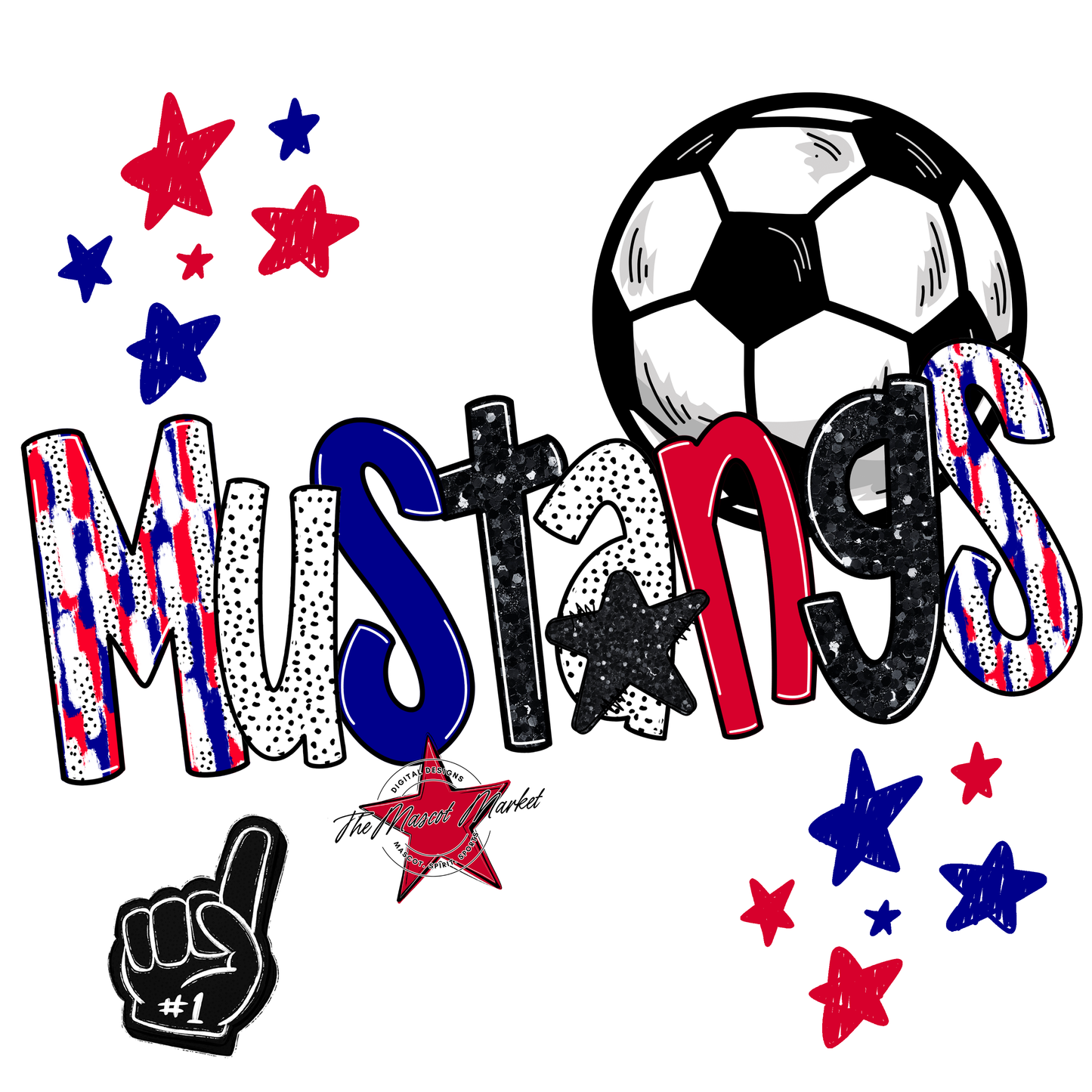 Mustangs Soccer Scrape-Blue-Red