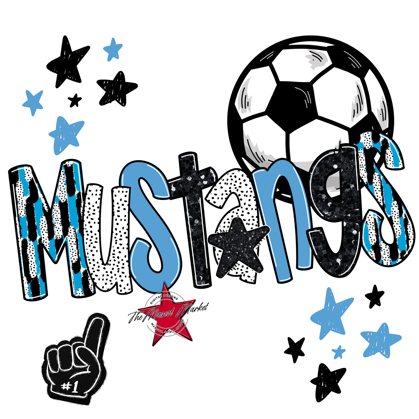 Mustangs Soccer Scrape-Carolina Blue