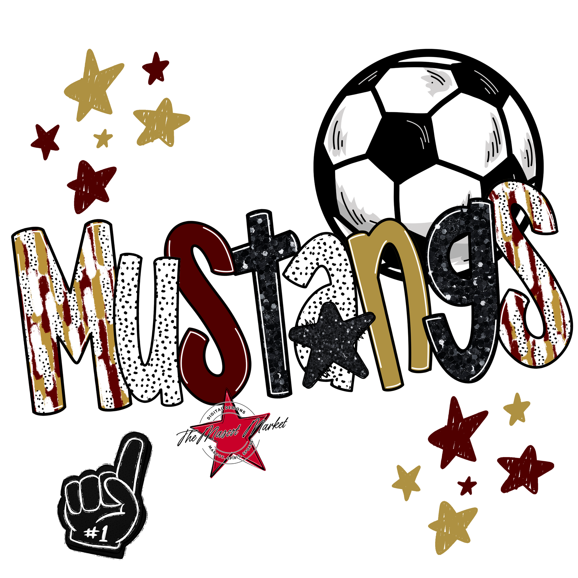 Mustangs Soccer Scrape-Maroon-Gold