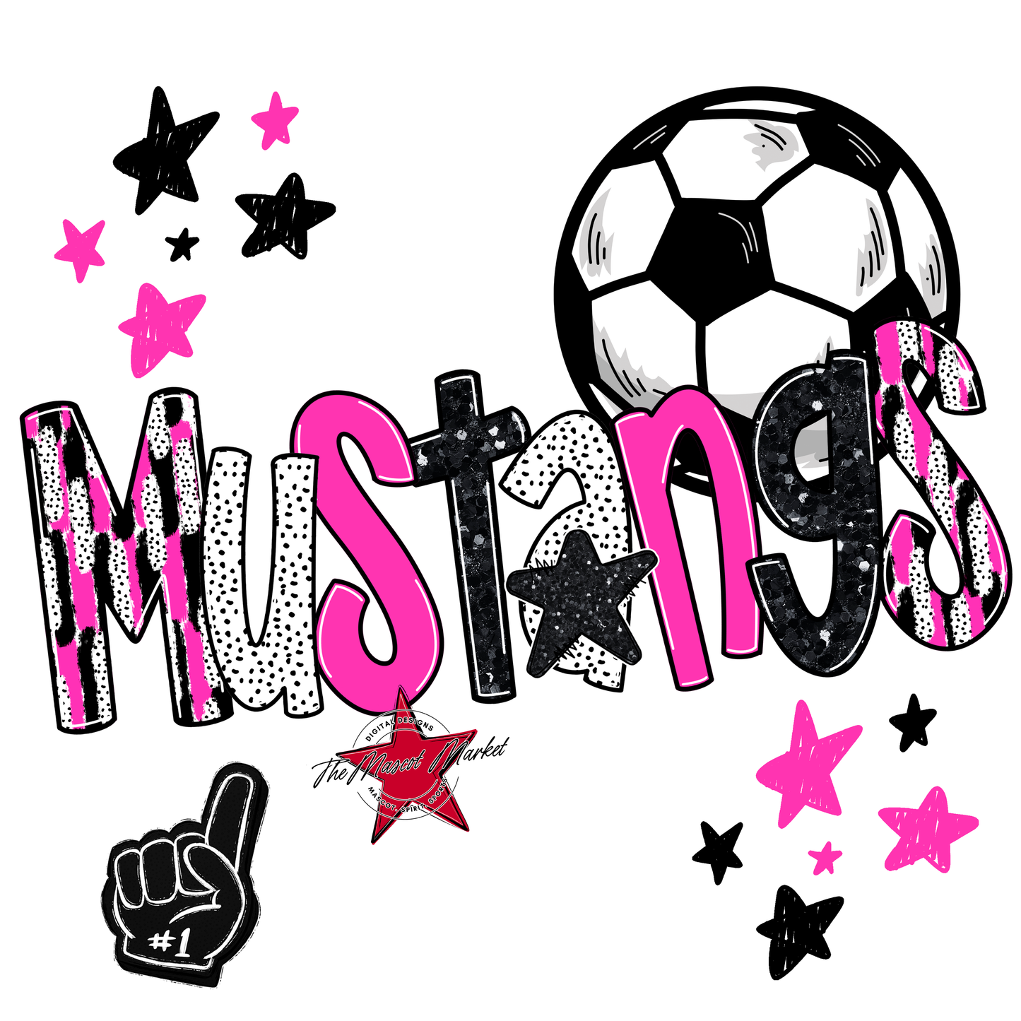 Mustangs Soccer Scrape-Pink