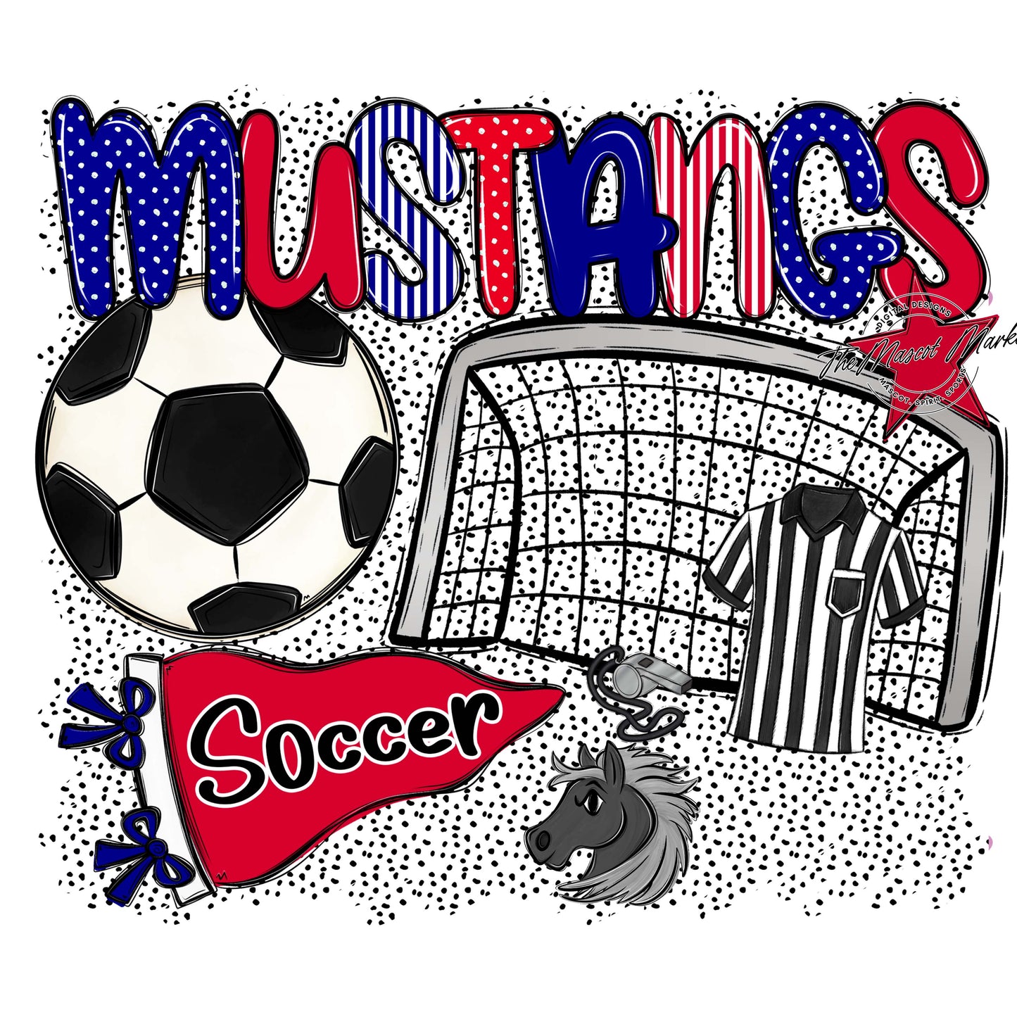 Mustangs Soccer Spirit-Blue & Red
