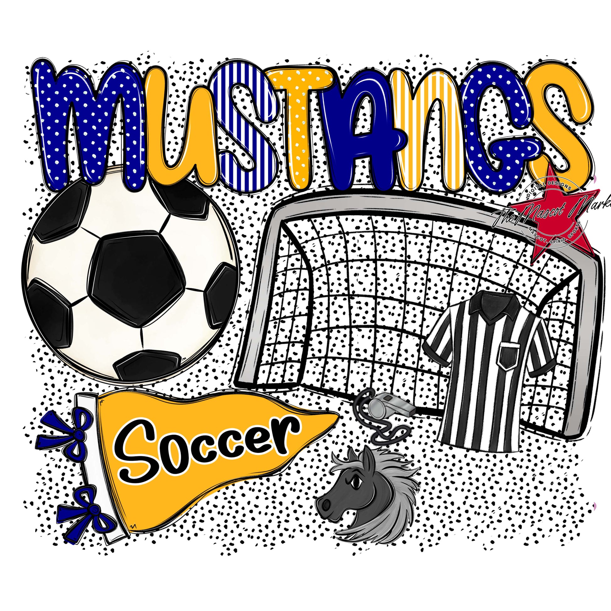 Mustangs Soccer Spirit-Blue & Yellow