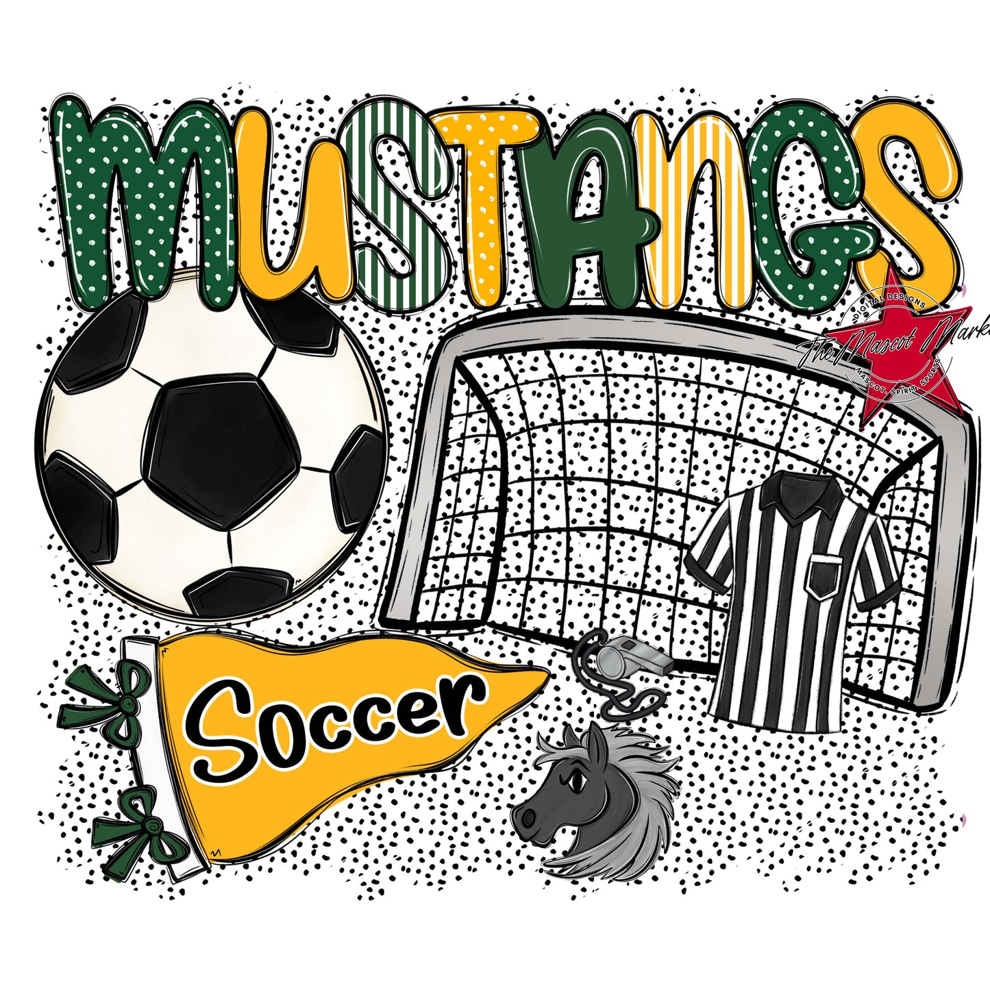 Mustangs Soccer Spirit-Green & Yellow
