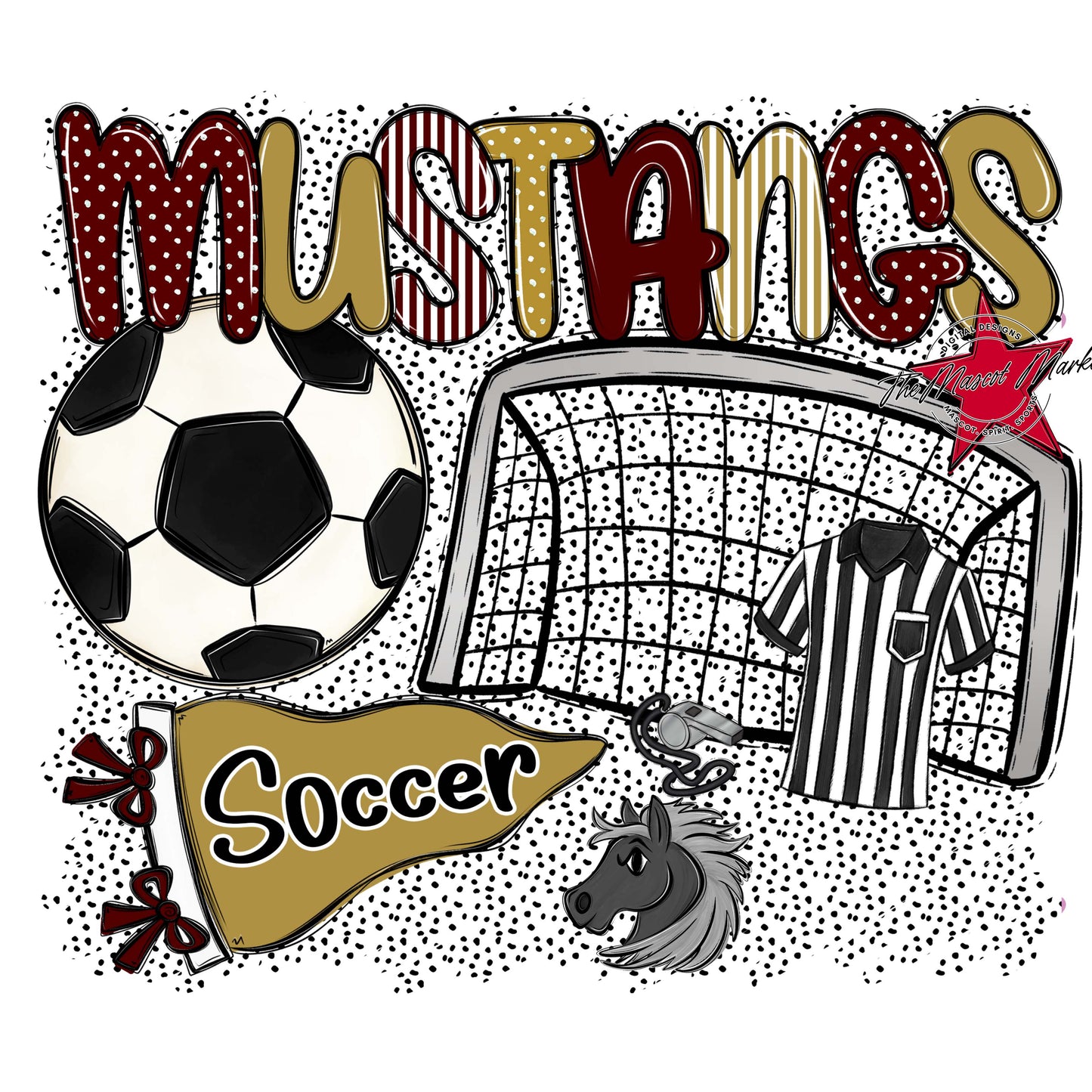 Mustangs Soccer Spirit-Maroon & Gold