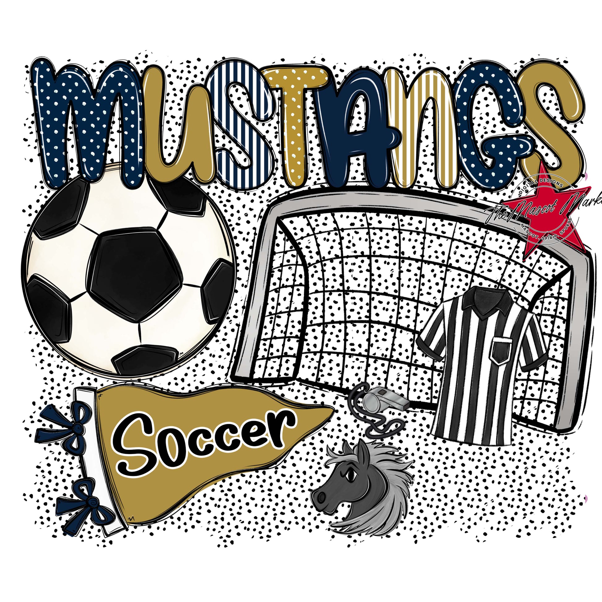 Mustangs Soccer Spirit-Navy & Gold