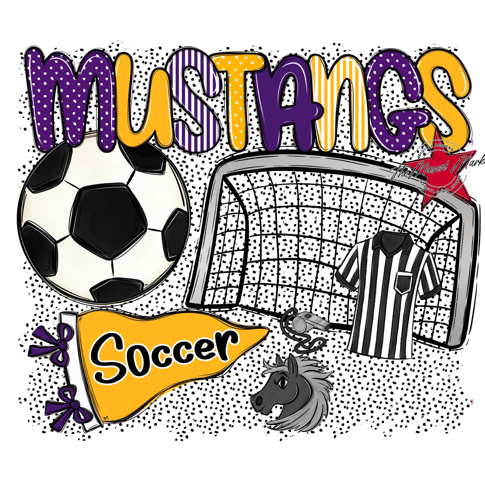 Mustangs Soccer Spirit-Purple & Yellow