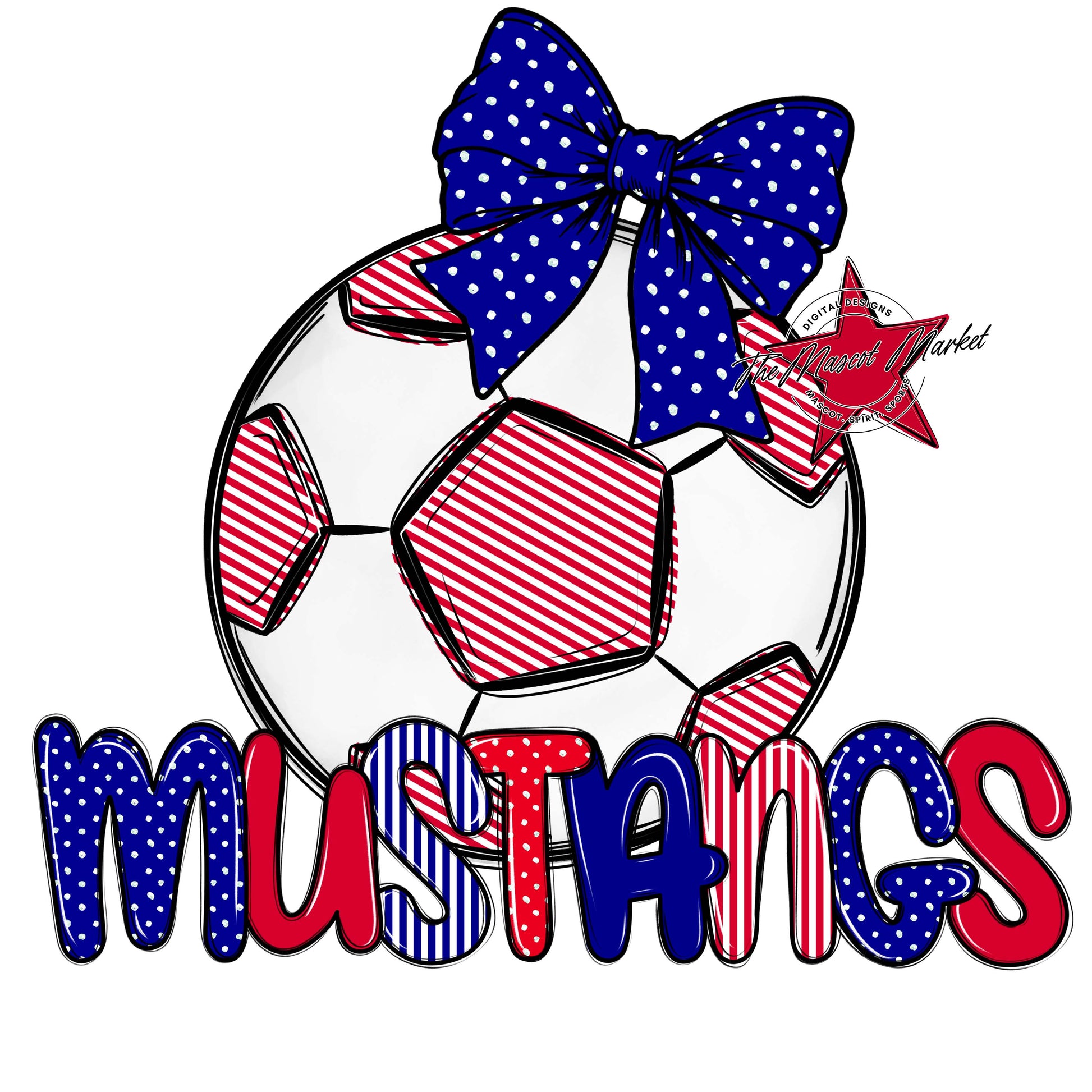 Mustangs Soccer Spirit Design-Blue & Red