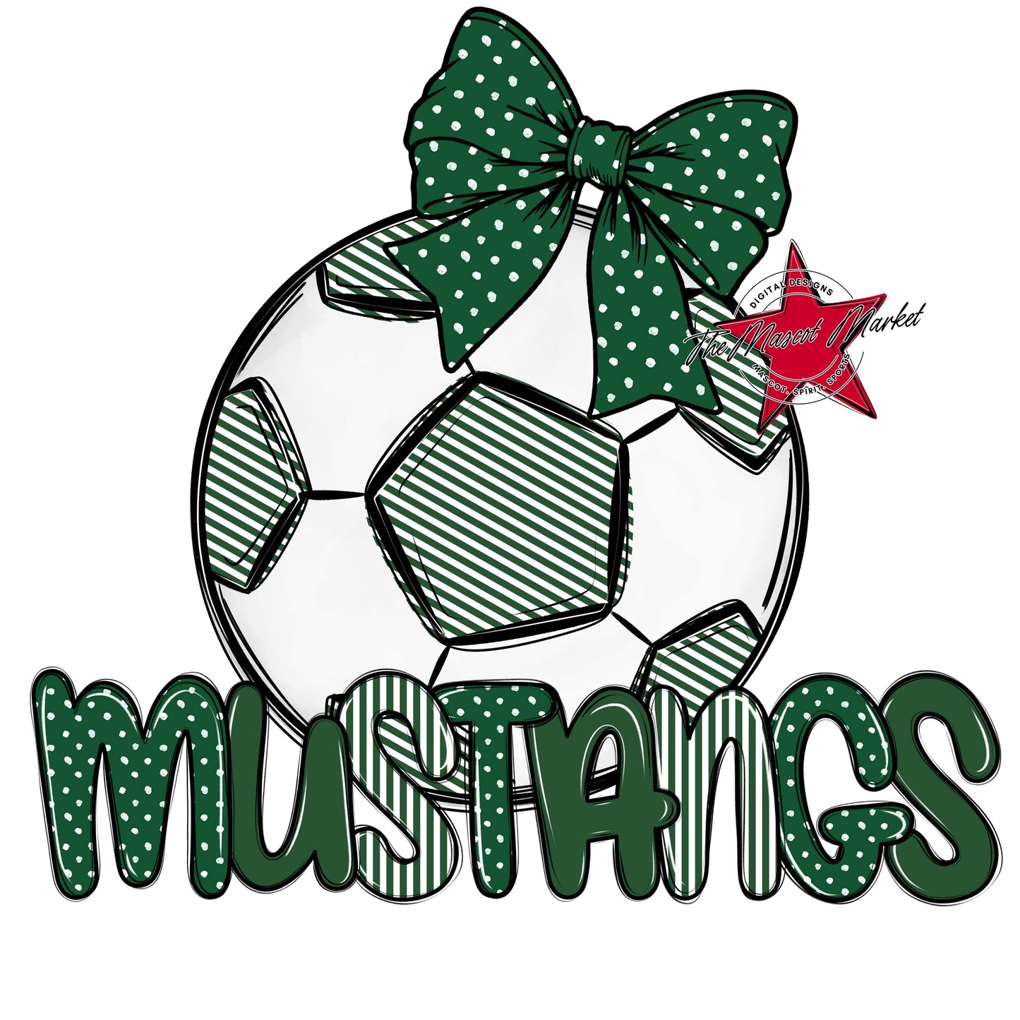 Mustangs Soccer Spirit Design-Green
