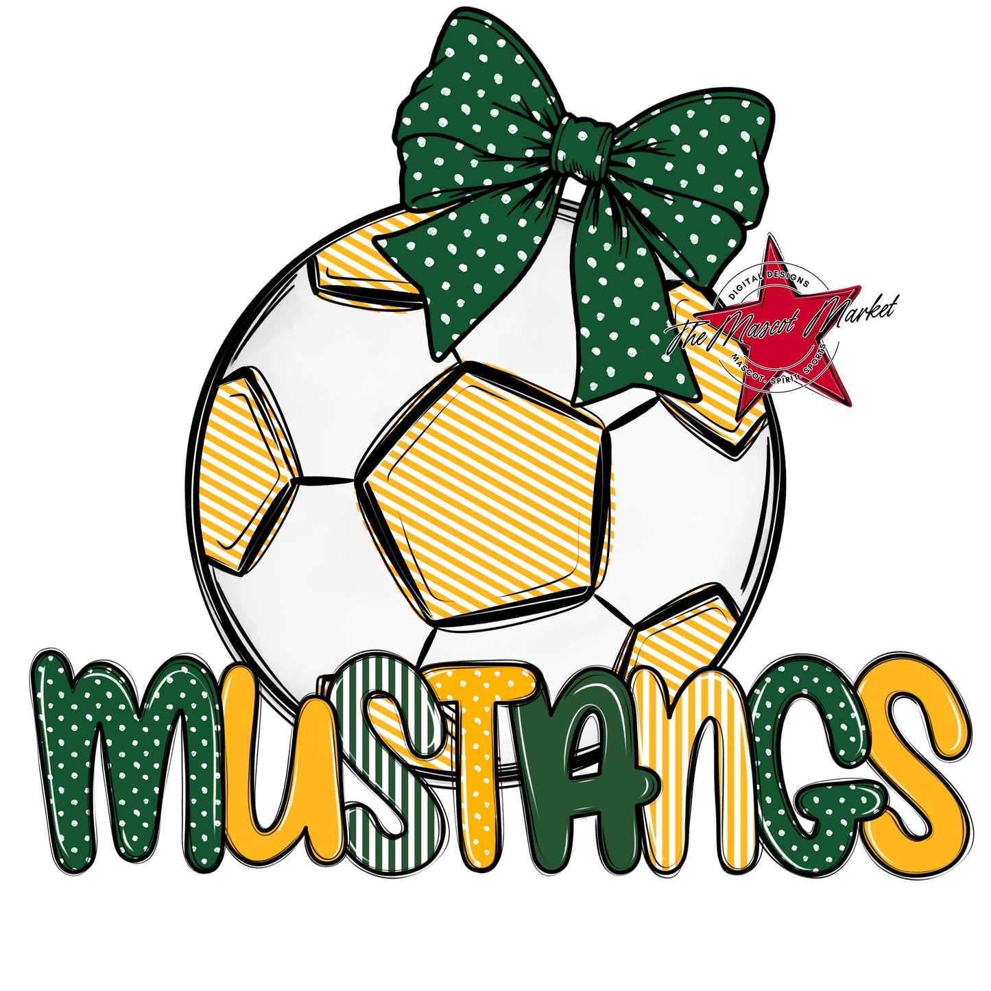 Mustangs Soccer Spirit Design-Green & Yellow