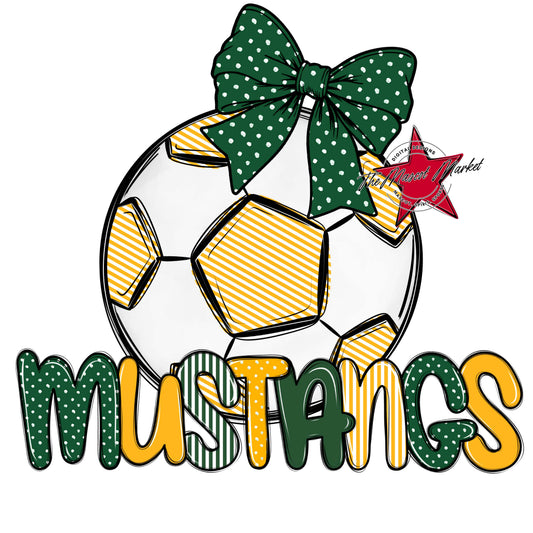 Mustangs Soccer Spirit Design-Green & Yellow