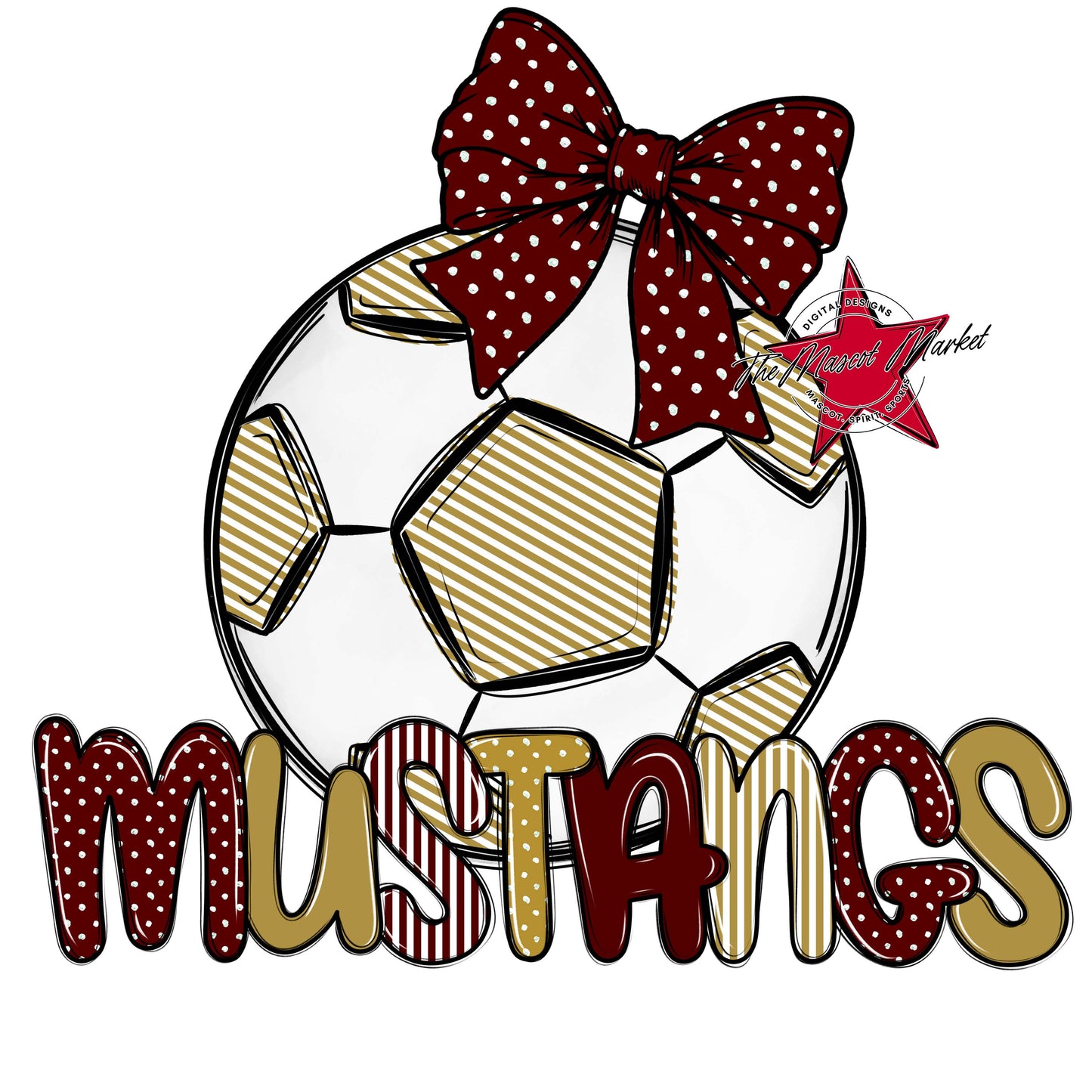 Mustangs Soccer Spirit Design-Maroon & Gold