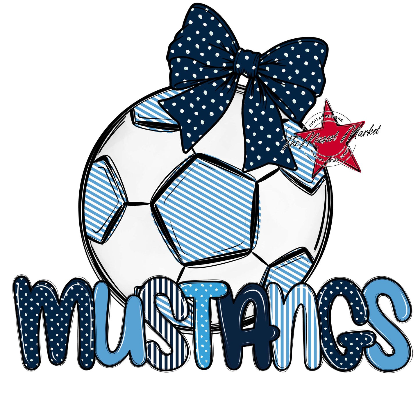 Mustangs Soccer Spirit Design-Navy & Carolina Blue