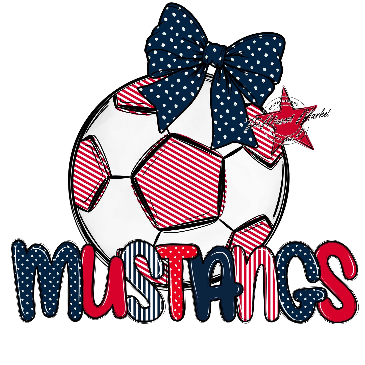 Mustangs Soccer Spirit Design-Navy & Red
