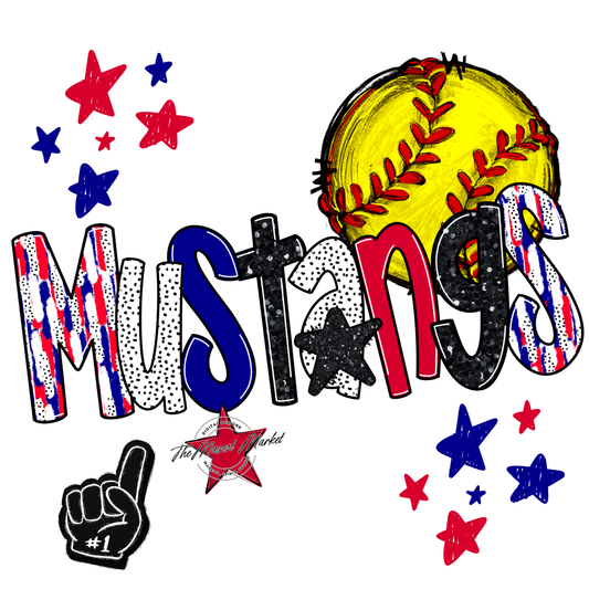 Mustangs Softball Scrape-Blue-Red