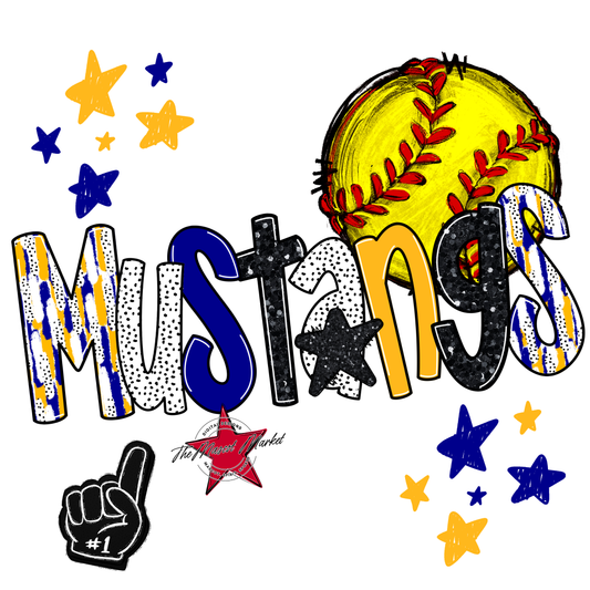 Mustangs Softball Scrape-Blue-Yellow