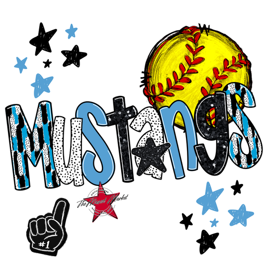 Mustangs Softball Scrape-Carolina Blue