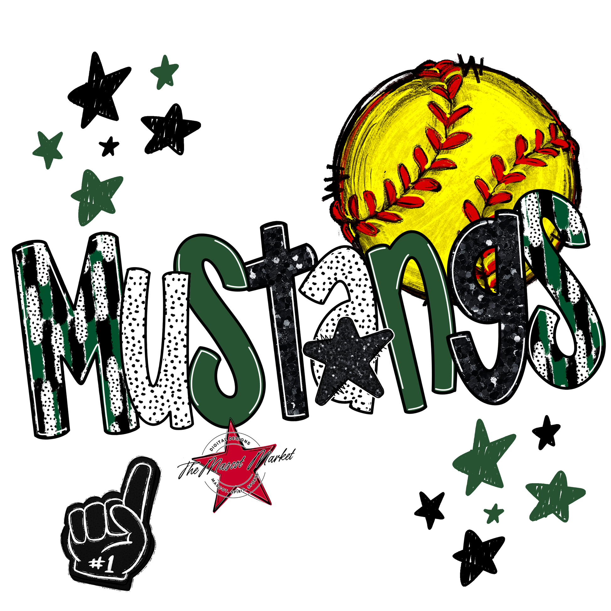 Mustangs Softball Scrape-Green