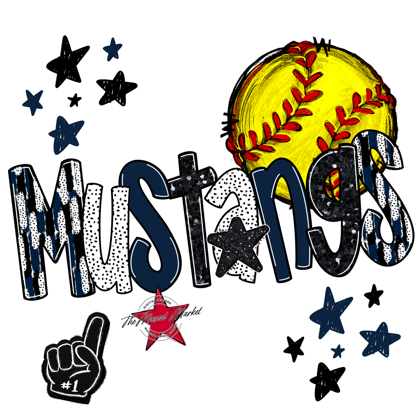 Mustangs Softball Scrape-Navy