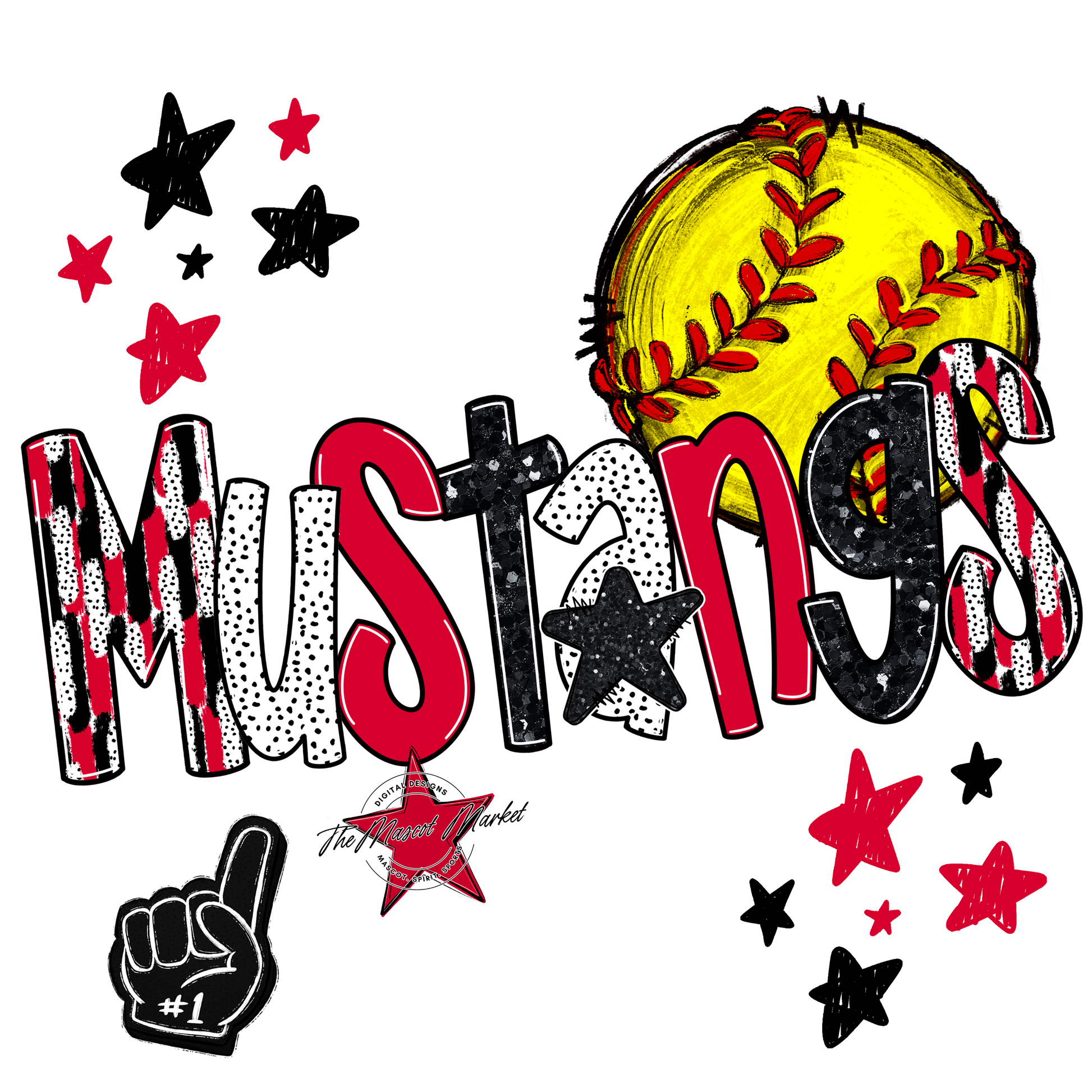 Mustangs Softball Scrape-Red