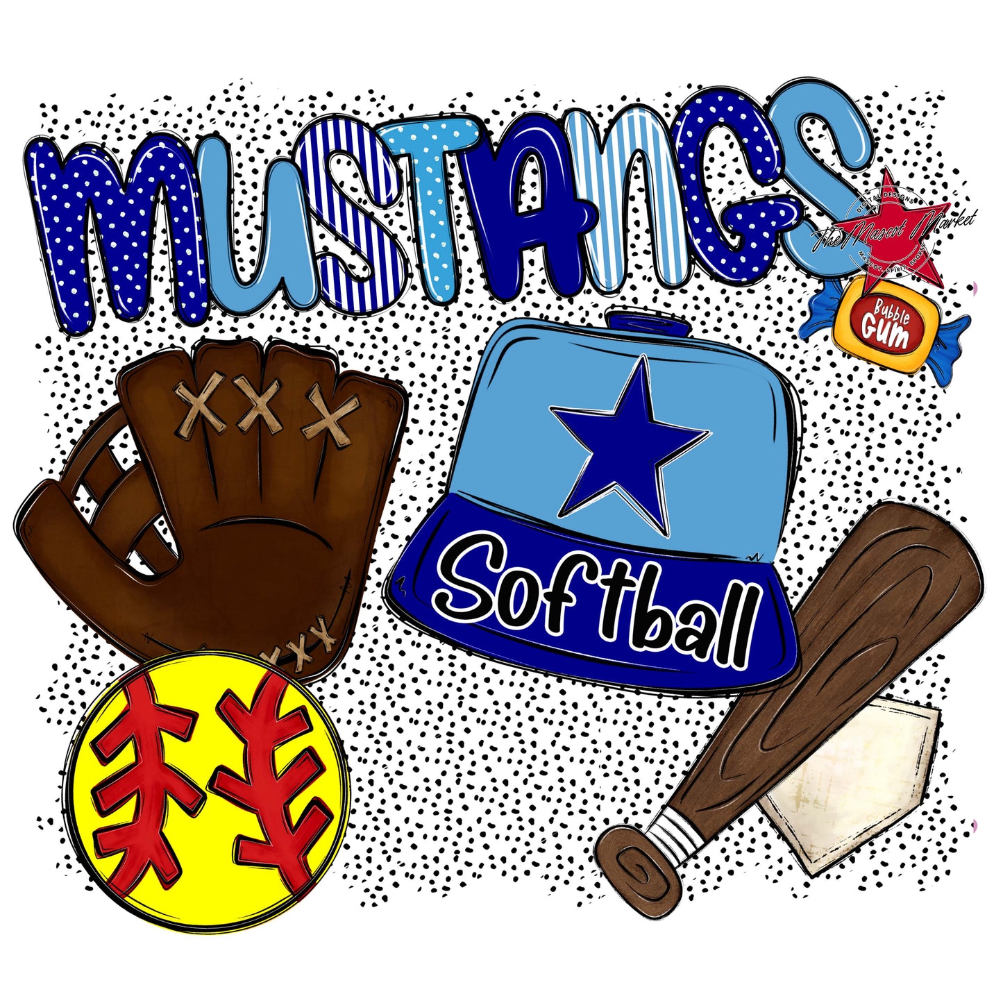 Mustangs Softball Spirit-Blue & Carolina Blue
