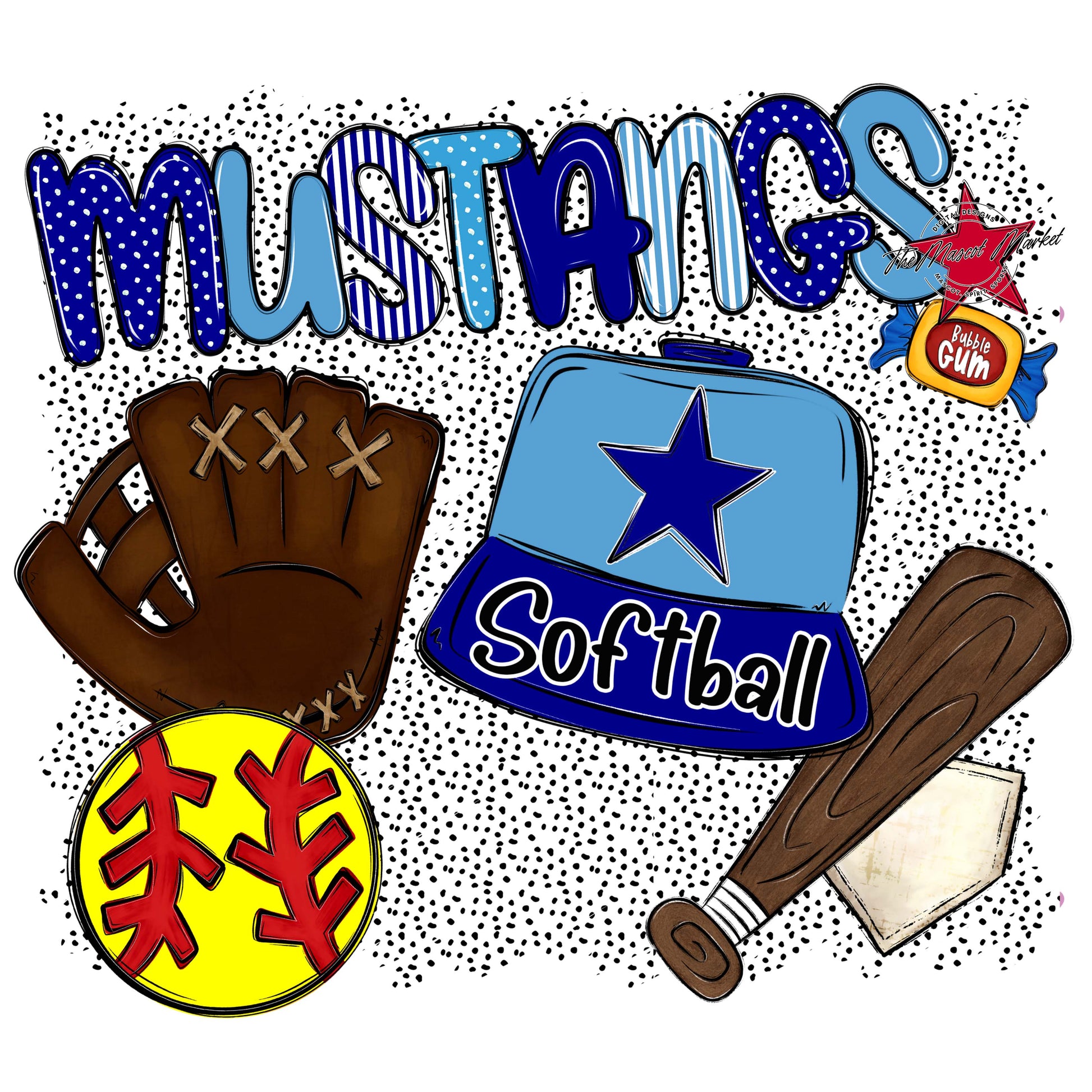 Mustangs Softball Spirit-Blue & Carolina Blue