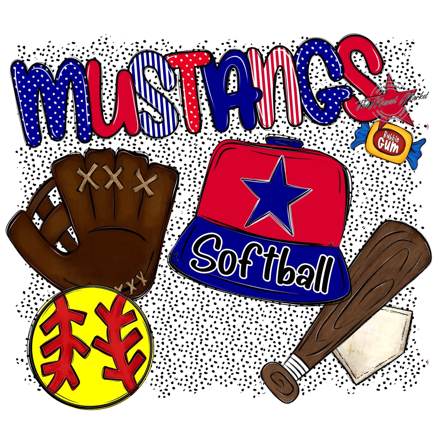 Mustangs Softball Spirit-Blue & Red